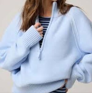 Aerie Light Blue Half-Zip Sweater